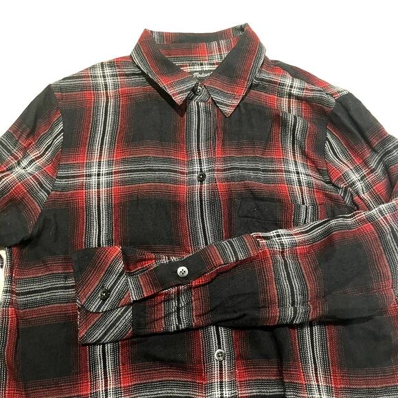 Madewell Womens Plaid‎ Red Black Button Down Shirt Size XXS - Picture 1 of 6